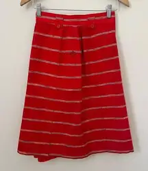 Vintage CHRISTIAN DIOR SPORTS Linen Red White Striped A-Line Skirt Size XS / S