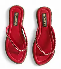 Gambier Red Rhinestone Thong Flip Flop Sandals Size 7