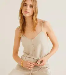 NWT MNG MANGO  Button Detail Tie Waist Cami Top