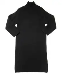 COS NWT  Funnel-Neck Wool Midi in Black Heavyweight Ribbed-Knit Jumper Dress S