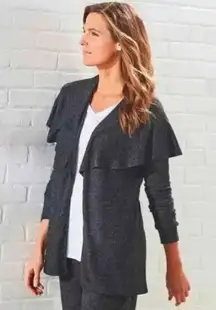 Soft Surroundings Marabella Cardigan Charcoal Heather Cozy Women’s Small
