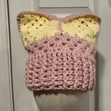 Handmade Crochet Cat Animal Ear Beanie Hat Cozy Ribbed Brim Stretch Winter Hat