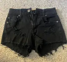 black cutoff shorts