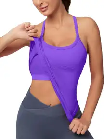 Tank Tops for Women with Built in Bra, Sleeveless Gym Tops Seamless Racerback Athletic Yoga Shirts