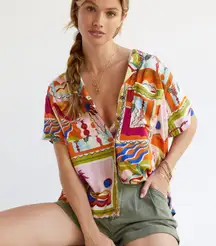 Anthropologie Maeve Bon Voyage Button Down Top