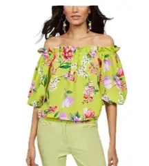 7th Avenue New York & Co. Floral Blouse Green Size M NWT Spring Boho Cottage