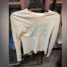 Juicy Couture Cream Tee with Blue Logo. Size small