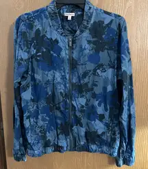 Juicy Couture Large Bomber Jacket Full Zip Up  Floral Camo Print Blue
