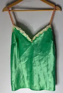 Lei Green Cherry Charm Satin Camisole Y2K XL