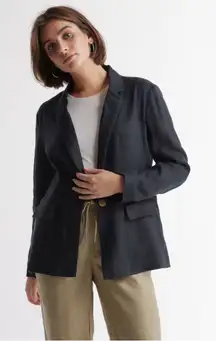 Quince 100% European Linen Blazer Navy Medium Single Breasted