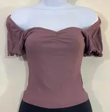 Off Shoulder Mauve Crop Top