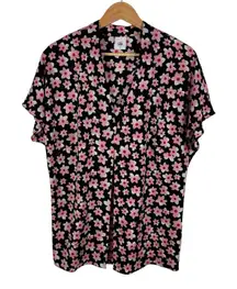 Cabi Womens Harmony Floral Blouse Large Pink‎ Lightweight Office Casual Spring