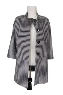 Cabi Women Long Coat Strip Grey Black Size S