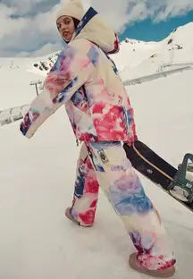 Free People Movement On The Ascend Ombre Tie Dye Snow Ski Pants Primaloft Pink