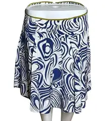 Cabi Skirt Women 8 Lombard White Blue Geometric Swirl A-Line Office Artsy Preppy