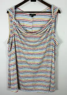 Lane Bryant 26 Striped Cowl Neck Tank Top Sleeveless Drape Coastal Resort Plus