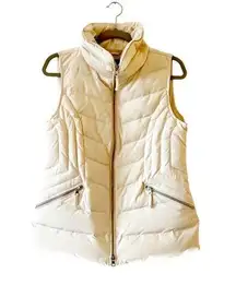 Talbots  Off White Down Filled Puffer Vest Size Small Zip Front Winter Wear Ski