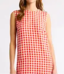 Midi Lined dress red and white gingham pattern contemporary Size small