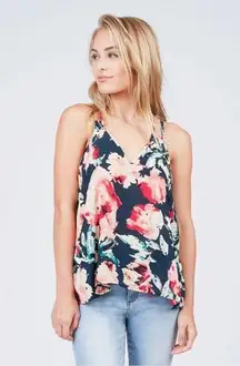 Floral Rose Printed Strappy Tank Top