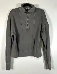 Sundry Crop Three Quarter Zip Up Sweat‎ Shirt Long Sleeve Gray Size 3 Large