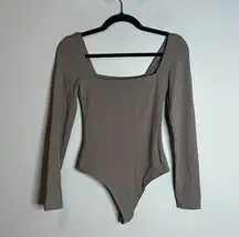 Aritzia  Babaton long sleeve double layer taupe bodysuit