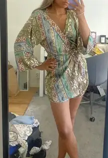 ZARA Satin printed Shorts Romper 