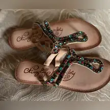 Naughty Monkey Multi Color Rhinestone Slip On Leather Sandals women’s 10