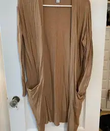 Cute lightweight tan long sweater with pockets