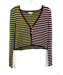 L.A. Hearts  Colorblock Striped Boxy Fit Cropped Cardigan Medium