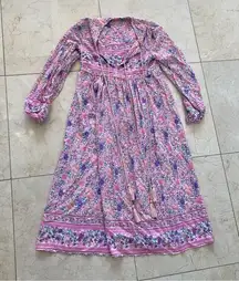 R Vivimos Like New Pink Paisley Longsleeve Maxi Dress Sz XS