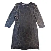 Sheer Animal Print Mesh Dress – Black Gold Long Sleeve Size L Read