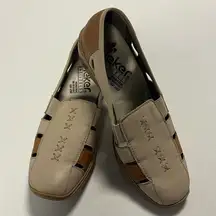 Rieker Anti Stress Shoes Denise Slip On Loafers Leather Cut Out Cream EU 39 GUC