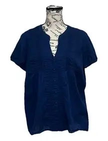 Vtg Y2k At John’s Bay Womens Blue Blouse Peasent Preppy Boho Hippie Coastal XL