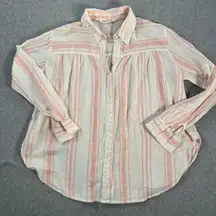 Vanilla Star Button Front Long Sleeve Top Women's Small Oversized Gauzy Beach