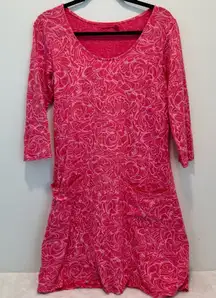 Fresh Produce  Dalia‎ Front Pocket 3/4 Sleeve size s Cotton Dress USA Made