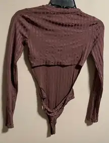 Aritzia Wilfred Mauve Maincy Open Back Backless Long Sleeve Bodysuit Size XS