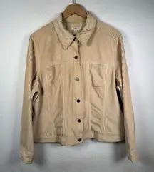 J. Jill Button Corduroy Jacket SizeXL Wheat Yellow Beige Velvet Collar And Cuffs
