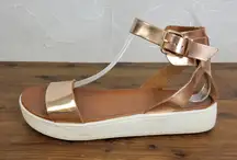 Altar'd‎ States Womens Sandals Sz 7.5 Rose Gold Ankle Strap Hook & Loop Platform