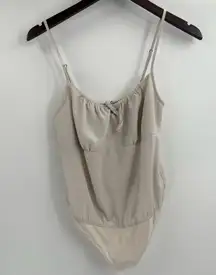 Abercrombie and fitch strap cami beige polyester bodysuit size xs