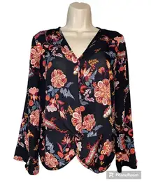 Signature Studio Womens Small Top Floral Sheer