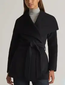 St John Women’s Belted Double Face Wool & Cashmere Wrap Coat Black