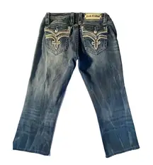 Rock & Republic Women Jean Sz‎ 31 Manisa Studs rhinestones Bling Cropped Western