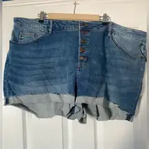 Ava & Viv  Cuffed Button Up Denim Jean Shorts -Midi High Ride Size 24W