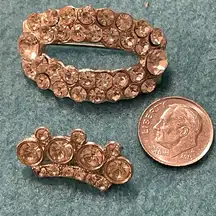 Lot of 2 vintage Pot Metal Rhinestone Brooches