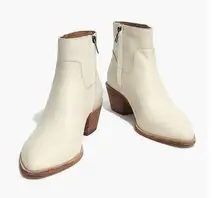 Madewell  Sz 7.5 The Charley Western Ankle Leather Boots Ivory White