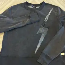 Butter Women’s Charcoal Grey Sweatshirt with Sequin Lightning Bolt + Thumbholes