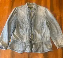 Ralph Lauren Denim Jacket 12 / 14 light Blue Vintage 2010’s Ruffle Bottom