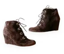 Stuart Weitzman Dark Brown Suede Lace Up Wedge‎ Ankle Boot Women’s Size 10 Fall