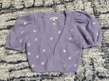 For Love and Lemons Embroidered Daisy Crop Caridigan