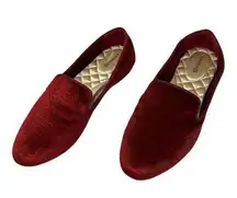 Birdies Starling Python Embossed Red Velvet Loafer Size 7.5